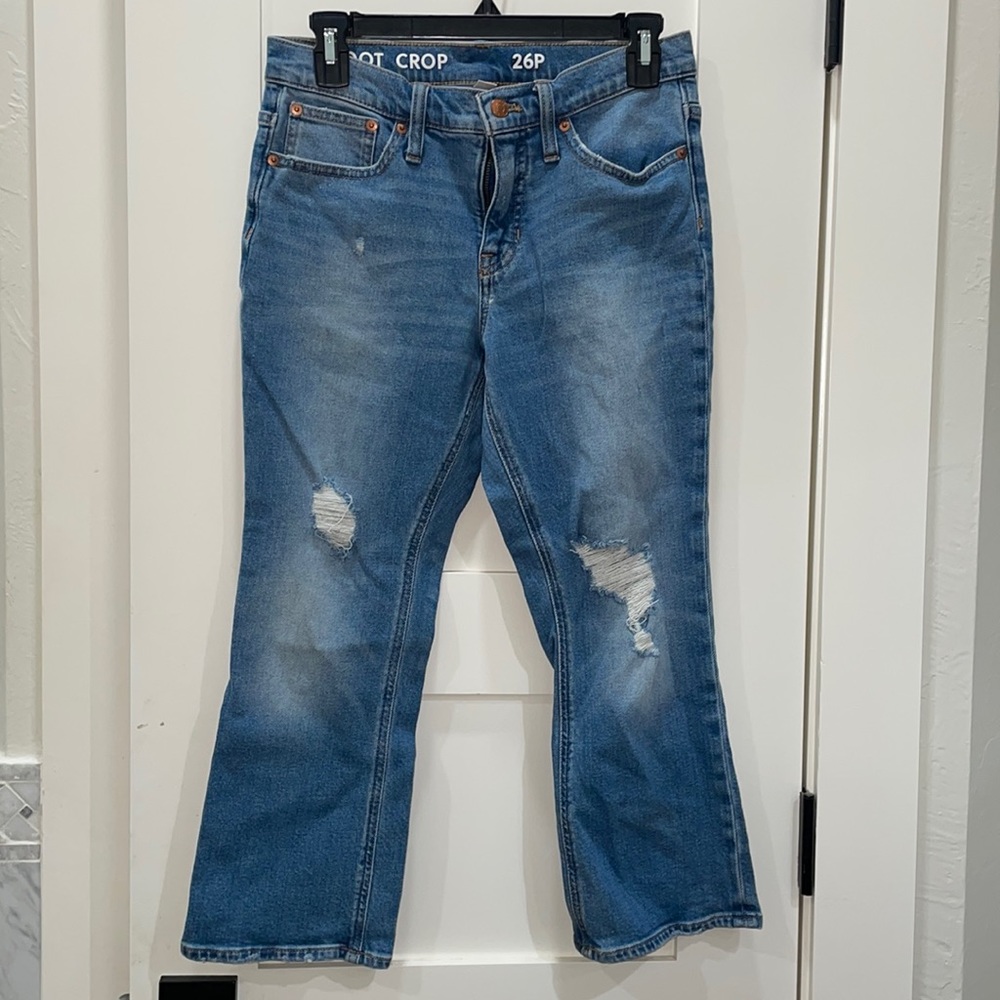 J. Crew Women’s Boot Cut Distressed Blue Jeans